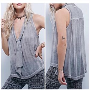 Free People Tie Neck Sleeveless Tank Rayon 132